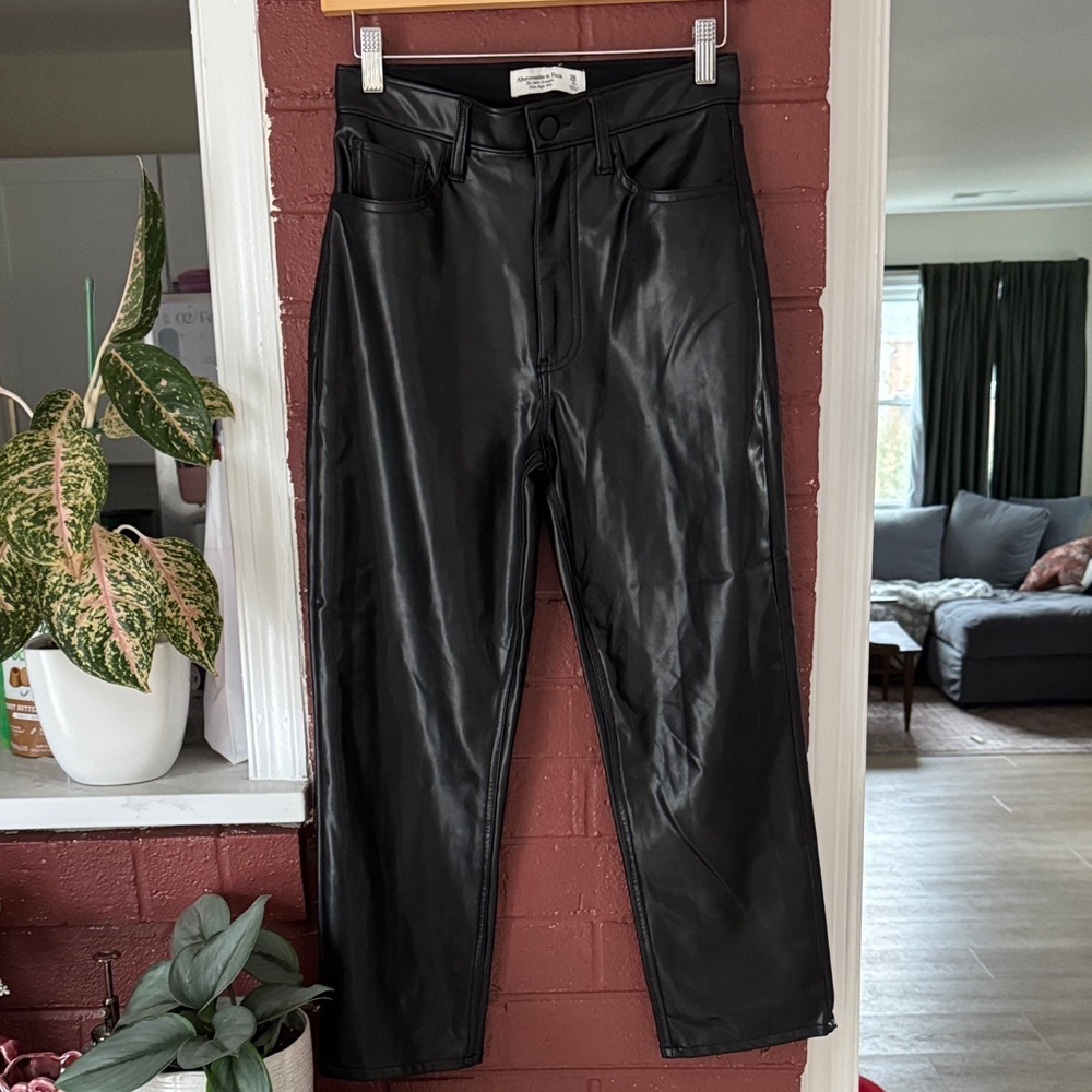 Abercrombie & Fitch Vegan Leather Ankle Straight Pants